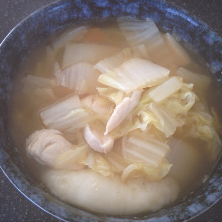 白菜と高野豆腐とササミのお雑煮。